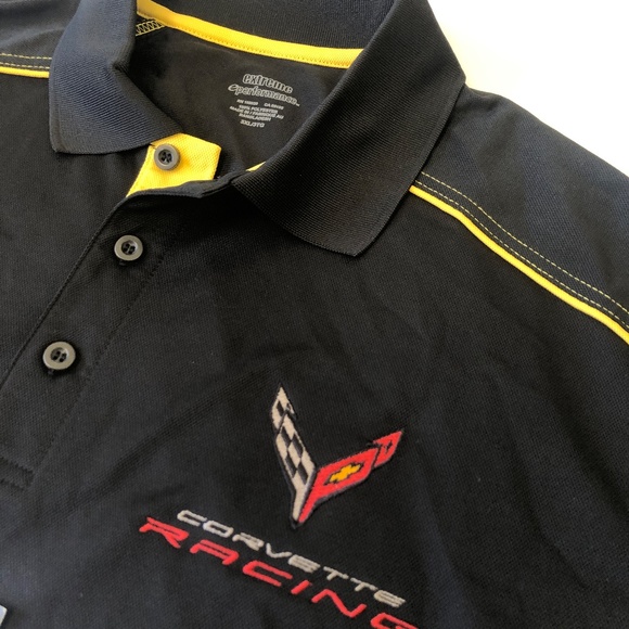 Corvette C8R Corvette Racing Polo Black W/ Yellow Accents - NEW - Picture 3 of 3